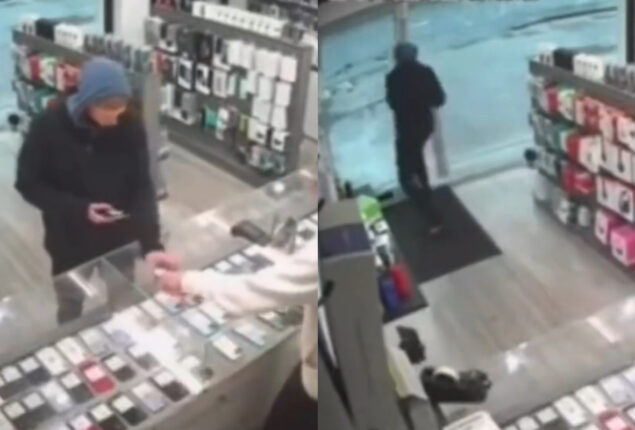 Smartphone thief is stopped by a jammed door