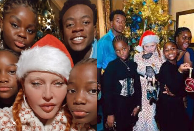 Madonna shares rare snaps with her kids celebrating Christmas