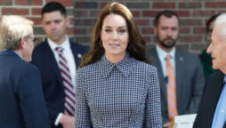 Kate Middleton wears houndstooth at Harvard during Boston visit