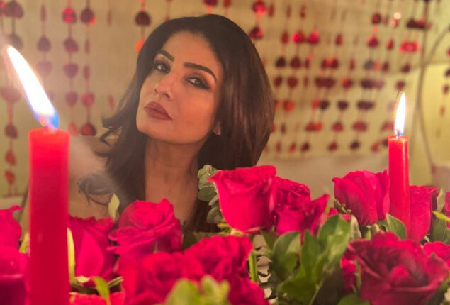 Raveena Tandon looks dreamy in red outfit