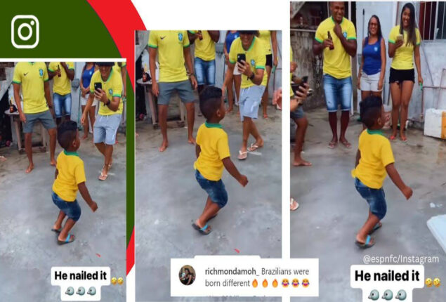 Brazilian boy imitates Richarlison pigeon dance