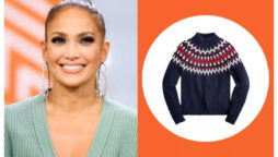 Jennifer Lopez wore the cosy sweater with a see-through skirt