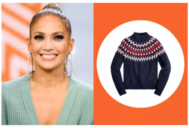 Jennifer Lopez wore the cosy sweater with a see-through skirt