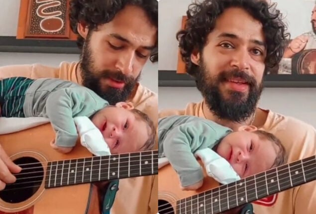 Adorable Video: Father sings a lullaby to his son as he sleeps on the guitar