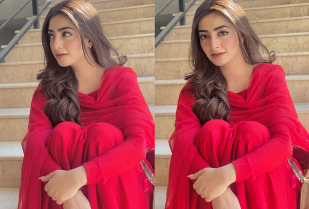 Nawal Saeed wins heart in red outfit