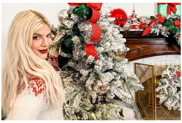 ‘Still very much in the Christmas spirit’ Tori Spelling shares video decorating tree