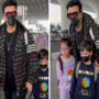 Karan Johar jets off with twins Yash and Roohi from airport