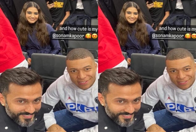 Sonam Kapoor poses with Anand Ahuja, Kylian Mbappe in pictures