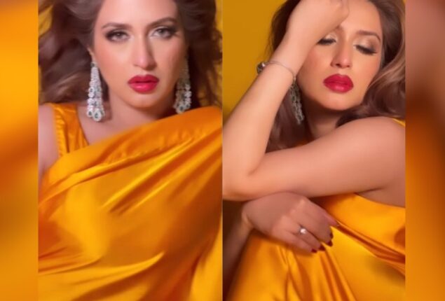 Iman Aly sizzling BTS video in silk saree goes viral