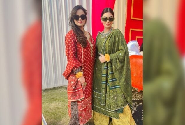 Javeria Abbasi and Anzela Abbasi look stunning at at recent wedding