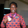 Kenya’s Jelimo receives her bronze medal from London 2012 Olympics