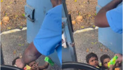 In a popular video from Kerala, a bus driver presents snacks to children on the streets 