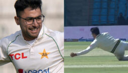 WATCH: Abrar Ahmed takes "incredible" catch to dismiss Tom Latham