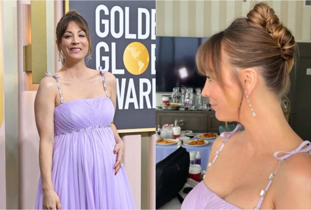 Kaley Cuoco flaunts her brunette hair transformation at the Golden Globes 2023