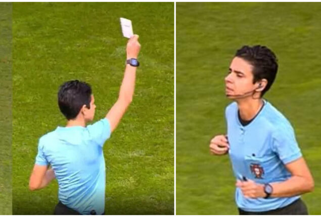Referee issues white card for the first time, in Portugal football match: WATCH