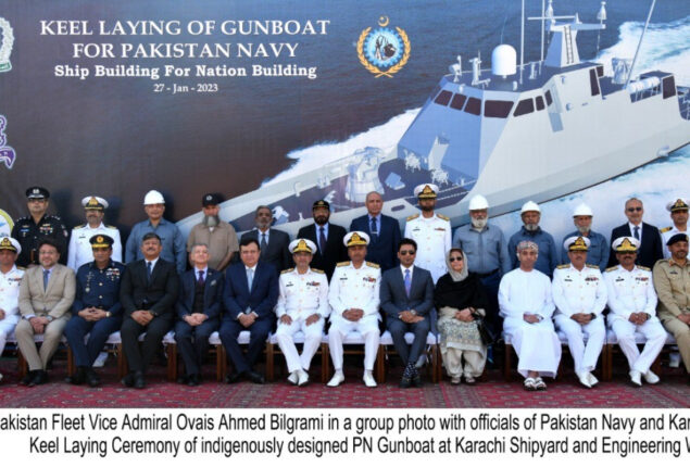 Keely laying ceremony ‘Gun Boat’ for Navy held at Karachi