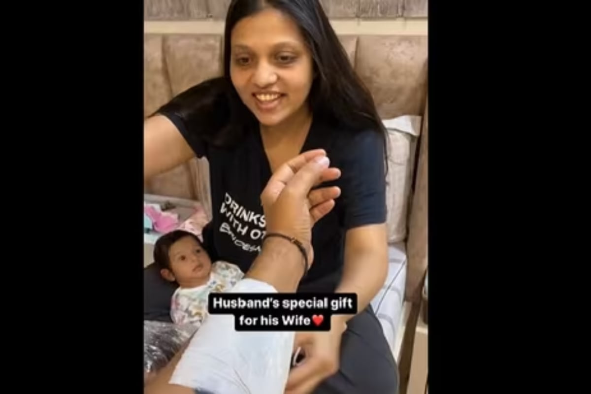 Man surprises his wife