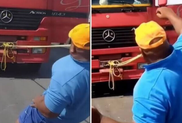 Egypt man pulls 15,730 kg truck with teeth, sets world record