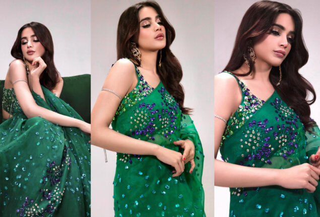 Aima Baig’s Shiny Emerald Green Saree Makes Hearts Race