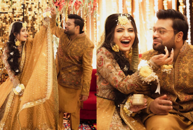 Ducky Bhai and Aroob Jatoi’s ravishing look at their Mayun event