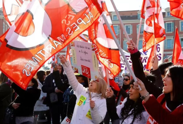 French retirement age strike disrupts trains and schools