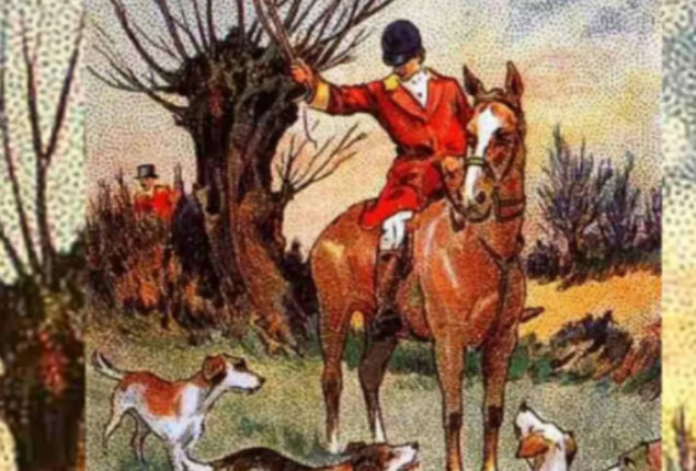 Optical Illusion: Spot Fox before the Huntsman in vintage picture