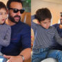 Saif Ali Khan seen with son Taimur Ali Khan sitting on his lap