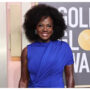 Viola Davis accessorizes blue Golden Globes gown