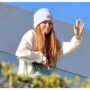 Shakira appears on her balcony after song release