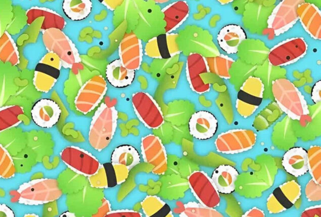 Optical Illusion: Find a caterpillar among sushi rolls in 7 seconds