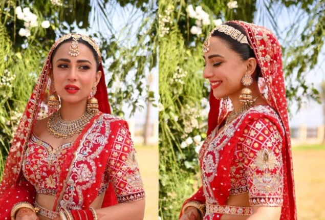 Ushna Shah looks mesmerizing in red on her wedding