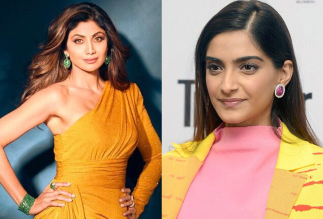 Sonam Kapoor dazzles at a Mumbai event while Shilpa Shetty appears to be a “apsara”