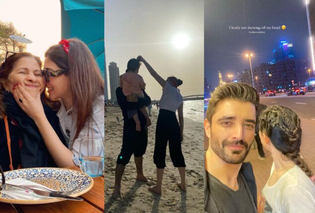 Naimal Khawar & Hamza Ali Abbasi having fun family time in Dubai