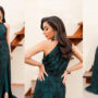 Sona Rafiq is classically beautiful in an elegant emerald dress