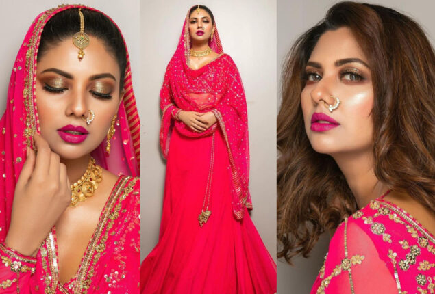 Sunita Marshall in rosy pink bridal dress is a sight to behold