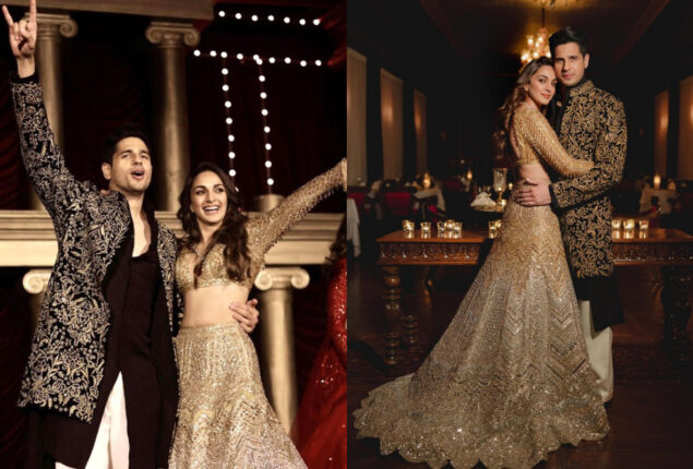 In her gold lehenga, Kiara Advani is the most stunning bride, and Sidharth Malhotra can’t stop staring at her in Sangeet pictures