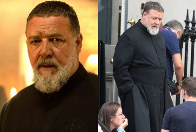 Russell Crowe is first seen in the “Pope’s Exorcist” featurette as a priest