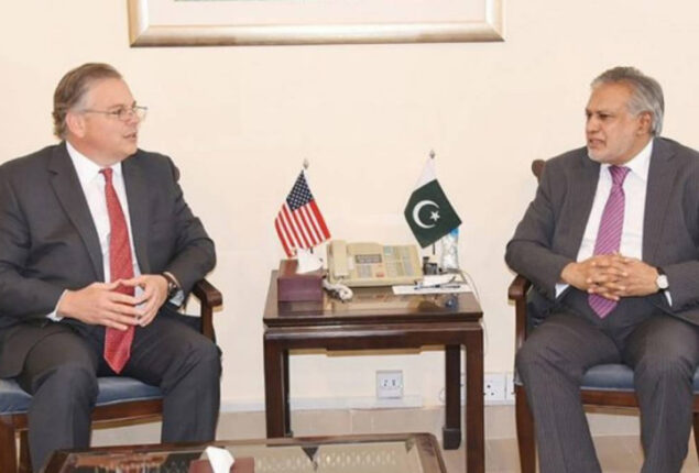 Ishaq Dar meets US Ambassador Donald Blome