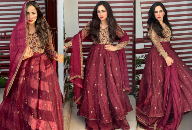 Inaya Khan dazzles mesmerizingly in vibrant maroon dress