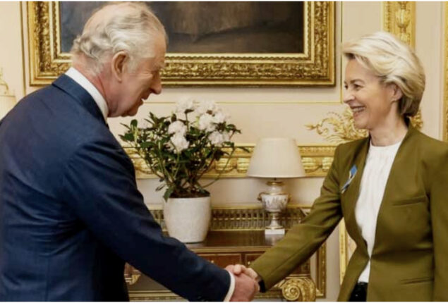 King Charles meets with Ursula von der Leyen after Brexit deal on Northern Ireland