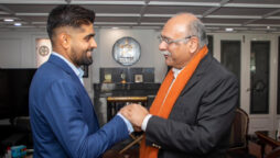 Najam Sethi and Babar Azam engaged in fascinating conversation
