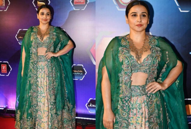 Award Show, Vidya Balan won the show in a green floral lehenga and cape jacket
