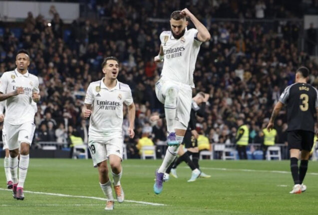 Karim Benzema netted two goals as Real Madrid blasted Elche