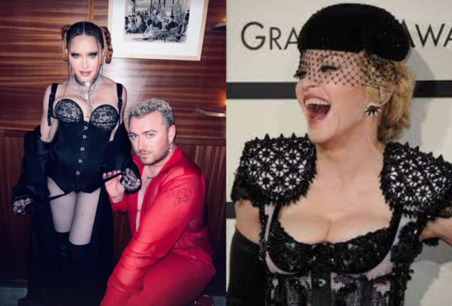 Madonna unveils her dominatrix-inspired corset and garter Grammys after party look