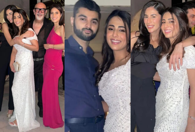 Ushna Shah looks adorable in white gown at her pre-wedding party