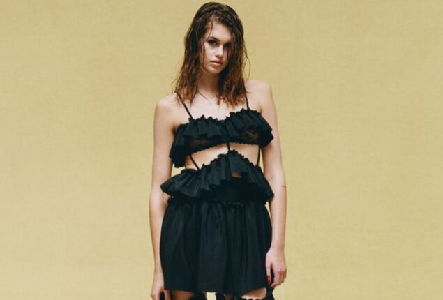 Victoria Beckham Looking Dapper In Black Fringed Midi Dress