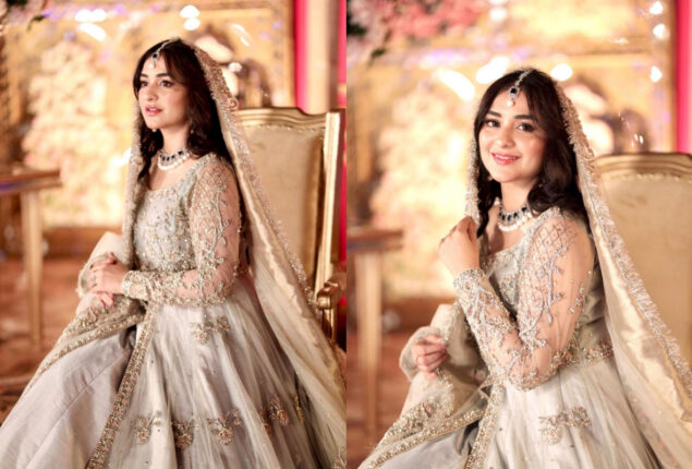 Yumna Zaidi looks dapper in her moon-white wedding outfit