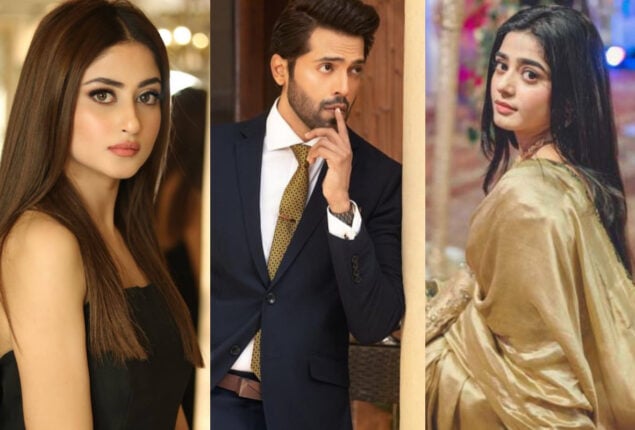 Sajal Aly, Fahad Mustafa and Sehar Khan showing singing skills