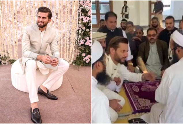 Cricketers spotted at Shaheen Shah Afridi’s nikkah event