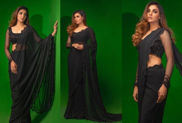 Amna Ilyas’s black saree has everyone hearts beating fast